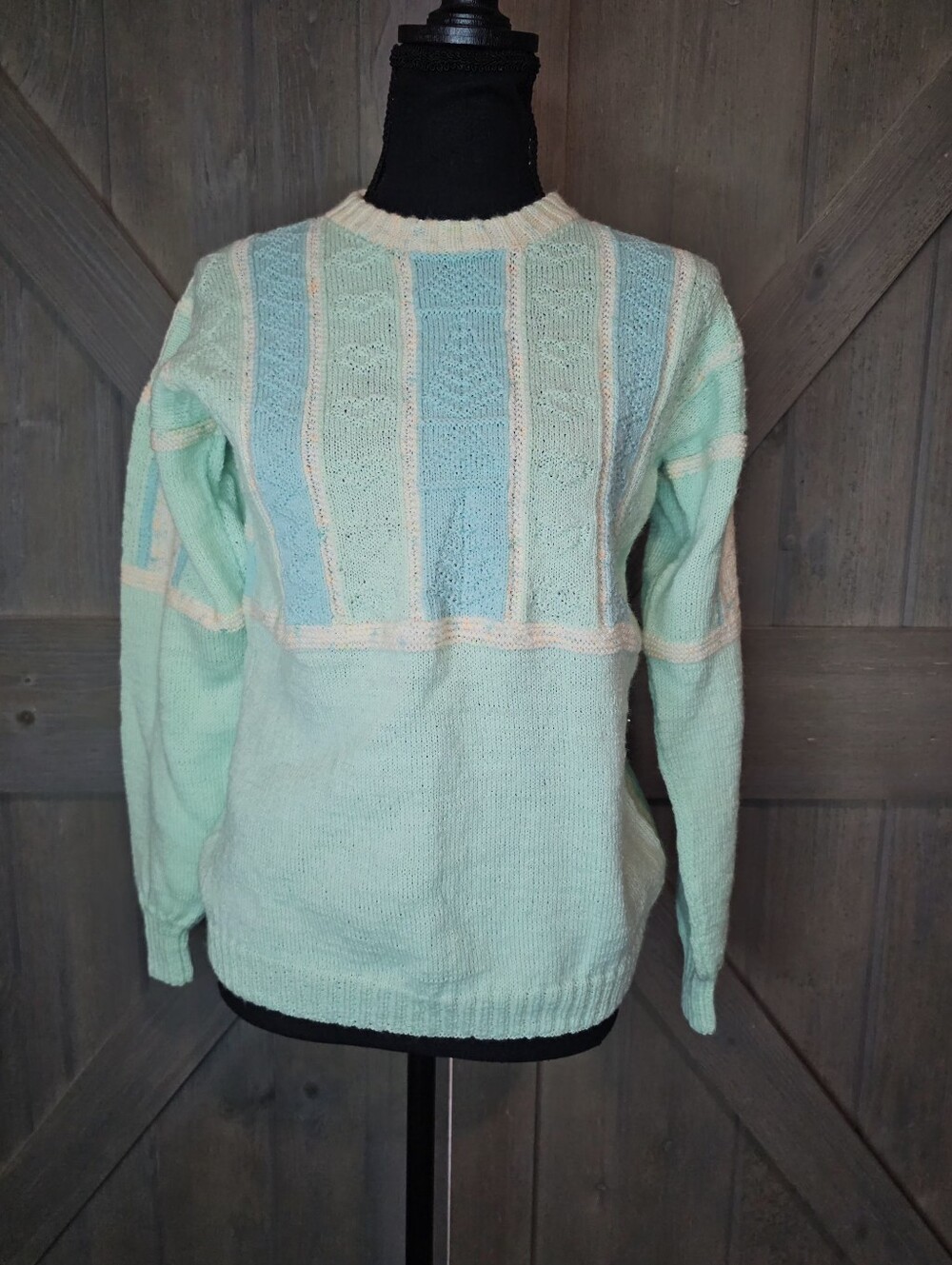 Vintage Grandma Loves Me Girls Large/XL Mint Knit Sweater